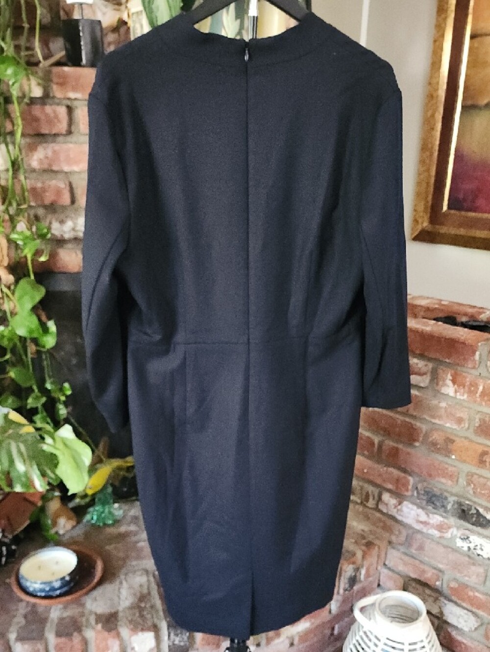 MM.LaFleur Navy Wrap Style Long Sleeve Sheath Dress - Picture 3 of 9